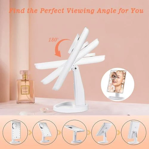 Zoom sur Miroir Maquillage Lumineux LED, Tactile, Rotation 180°