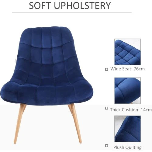 Zoom sur Fauteuil Moderne Tapis Bleu, Assise Extra Large Confortable