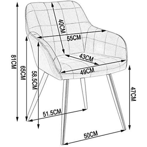 Zoom sur Chaises de Salle à Manger Velours Noir, Lot de 2, Structure Métal