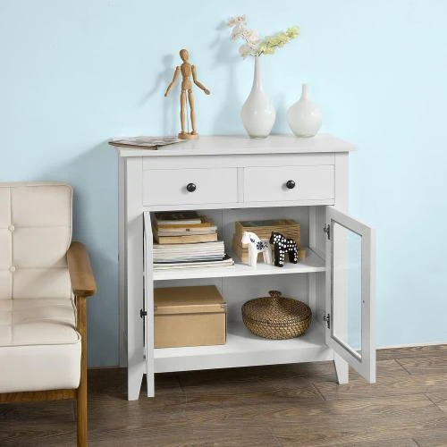 Détail de SoBuy Armoire Salon Blanc, Meuble Entrée FSB05