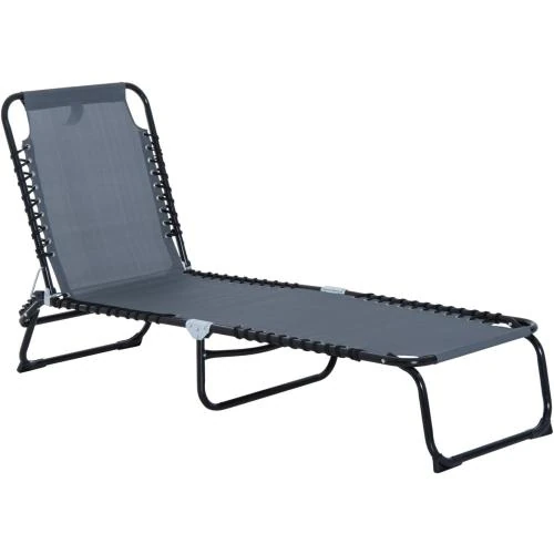 Outsunny Bain de Soleil Pliable Dossier Inclinable Noir - Vue principale