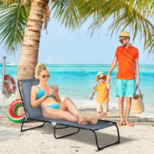 Détail de Outsunny Bain de Soleil Pliable Dossier Inclinable Noir
