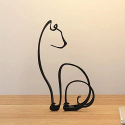 Kolymax Sculpture Art Minimaliste Métal Chien Chat Décoration