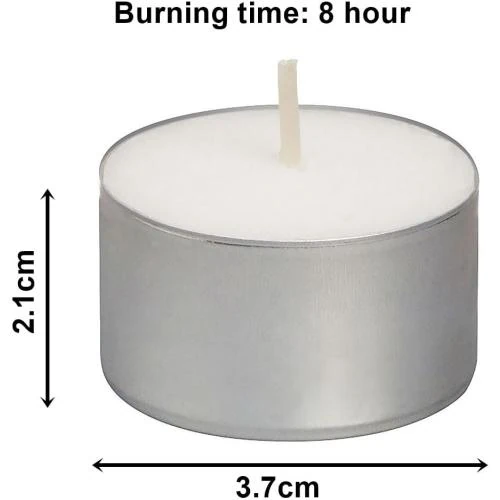 Détail de Bougies Théières Blanches, 8 Heures Durée Brûlage