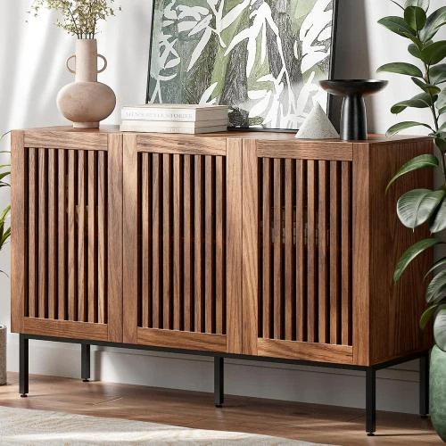 Armoire rangement rustique BVIUNTWO, buffet 3 portes, marron - Vue principale