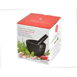 Mortier Pilon Noir Marbre, Ustensile Cuisine Élégant en situation