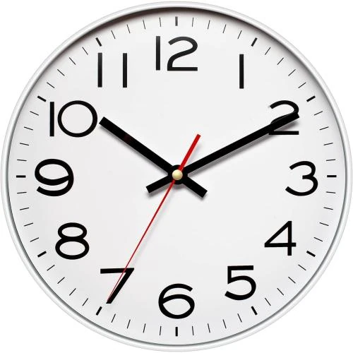 Horloge Murale NUOVO Argent, Cadre Imitation Métal, Silencieuse - Vue principale