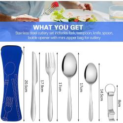 Couverts Camping Voyage Portables Acier Inoxydable Neoprene en situation