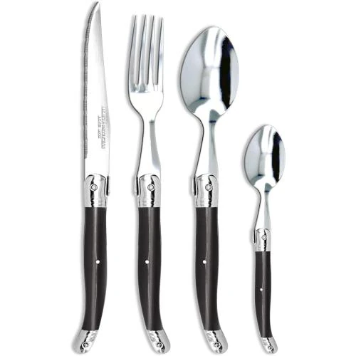 Set Couverts 24 pièces Laguiole Production, Acier Inox, Noir - Vue principale