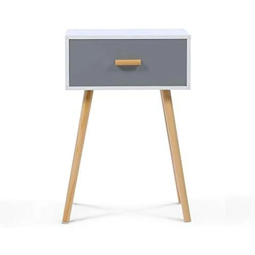 Zoom sur Tables de Chevet EIYA Scandinaves Bois Blanc, Gris