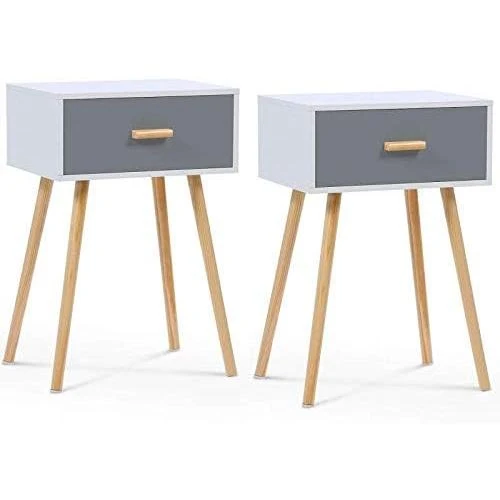 Tables de Chevet EIYA Scandinaves Bois Blanc, Gris - Vue principale