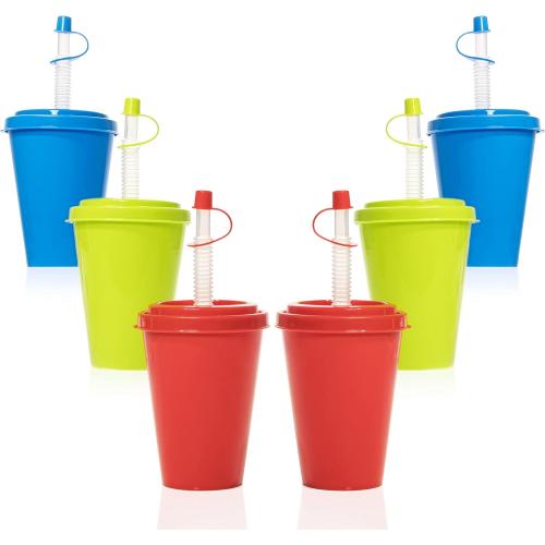 Présentation de Zoom sur Gobelet plastique réutilisable, paille, couvercle, enfants, adultes