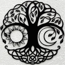 Tamer Of The Soul Ltd, Art mural métal noir arbre de vie