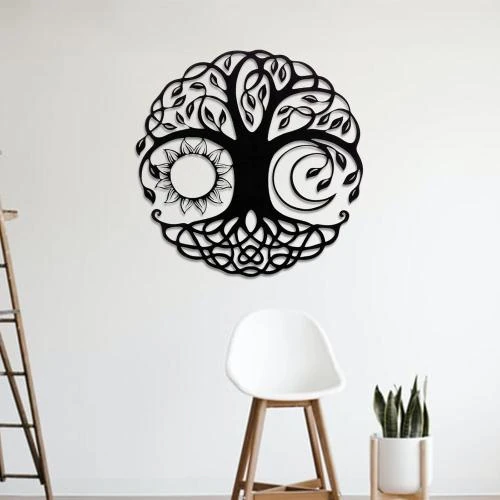 Détail de Tamer Of The Soul Ltd, Art mural métal noir arbre de vie