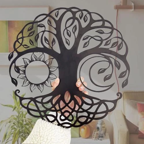 Zoom sur Tamer Of The Soul Ltd, Art mural métal noir arbre de vie