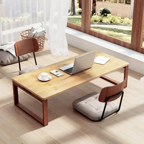 Zoom sur Table Basse Pliable Bambou SogesHome, Design Zen