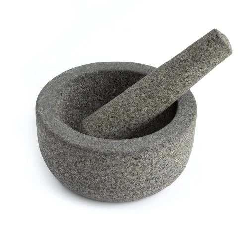 Mortier Pilon en Granit, Cuisine, Broyage Épices, Salsa, Gris - Vue principale