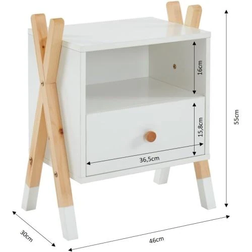 Zoom sur Table de Chevet TIPI, Design Moderne, Pratique, Élégante