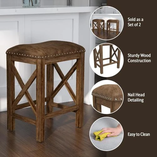 Détail de Tabourets comptoir Hillsdale Furniture, 2 pièces, Noyer antique