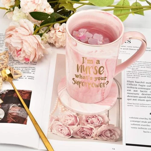 Détail de Tasse café infirmières, professeurs, rose, cadeau unique