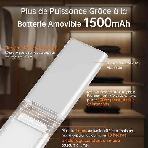 Détail de REYLAX Lampe LED Détection Mouvement, Luminosité 3 Couleurs