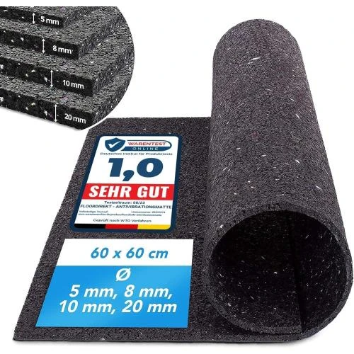 Tapis Anti Vibrations Noir, Absorption Bruit, Découpable - Vue principale