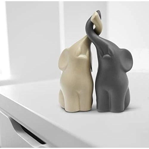 Détail de Sculpture Moderne de Couple d’Éléphants en Céramique pour Déco