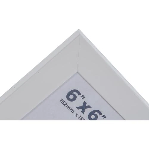 Zoom sur Cadre photo carré blanc, bois véritable, Wall Space