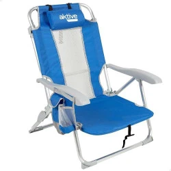 Chaise de Plage Pliable AKTIVE Aluminium Textilène Bleu Ciel