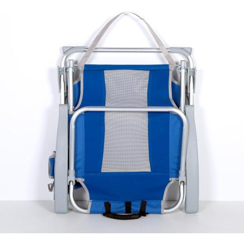 Présentation de Chaise de Plage Pliable AKTIVE Aluminium Textilène Bleu Ciel en situation