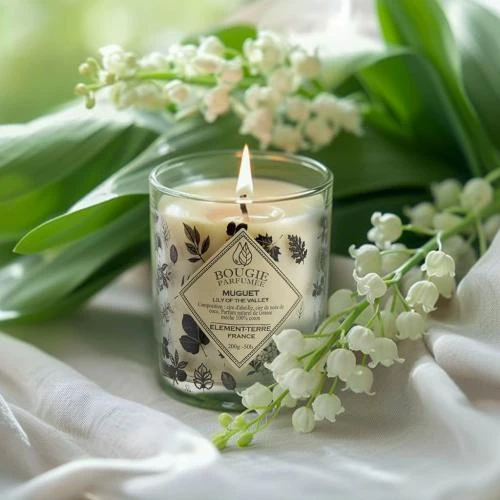 Détail de Bougie Parfumée Muguet, 50 Heures, Brun, 200g
