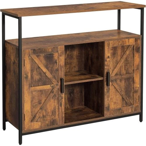WEENFON Armoire rangement, buffet étagère réglable marron, noir - Vue principale