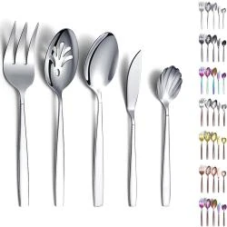 Ensemble 5 pièces couverts inox, service cuillères, fourchette