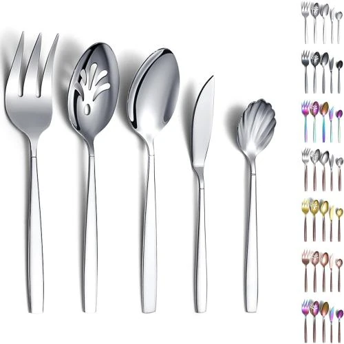 Ensemble 5 pièces couverts inox, service cuillères, fourchette - Vue principale