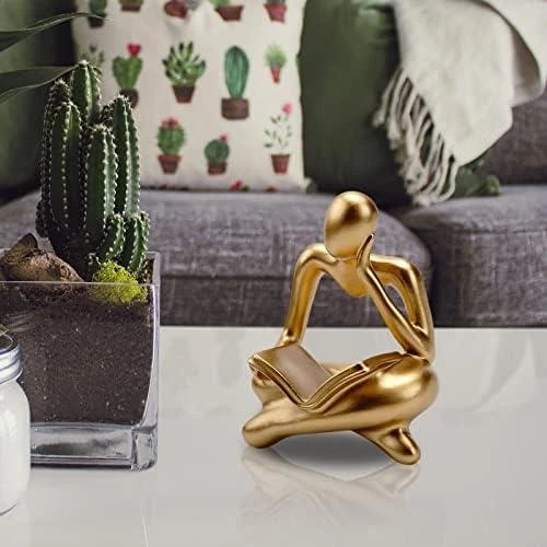 Zoom sur Statue Moderne de Lecteur en Résine pour Décoration Intérieure