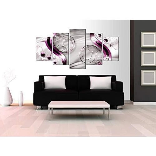 Détail de Murando Tableau Décoration Abstrait 5 Parties Toile Blanc