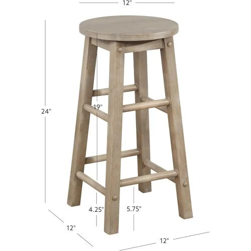 Détail de Tabouret comptoir Linon, siège rond gris délavé