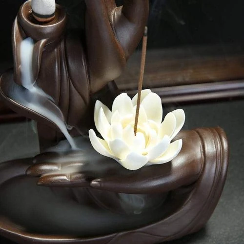 Détail de Brûleur d'Encens Zen Lotus en Céramique avec 10 Cônes Inclus
