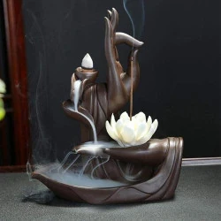 Brûleur d'Encens Zen Lotus en Céramique avec 10 Cônes Inclus