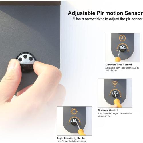 Présentation de Zoom sur Applique Murale Capteur Mouvement IP44 Extérieur, Gris Foncé