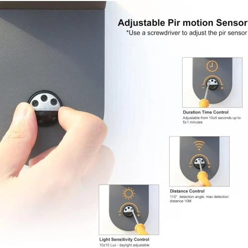 Zoom sur Applique Murale Capteur Mouvement IP44 Extérieur, Gris Foncé