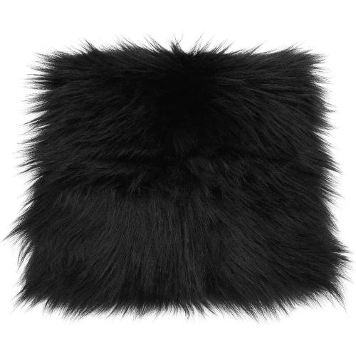 Tapis carré fausse fourrure poils longs noir - Vue principale