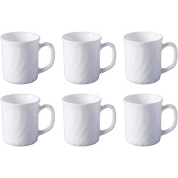 Présentation Tasses à café Luminarc Trianon, verre opale, blanc