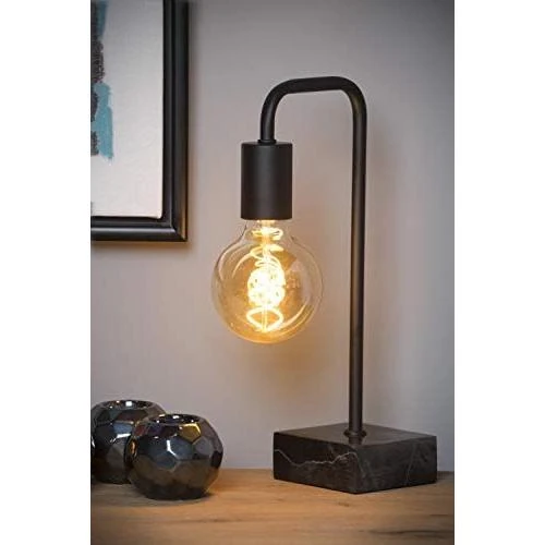 Zoom sur Lampe de table design noir, acier, E27, 40W, éclairage moderne