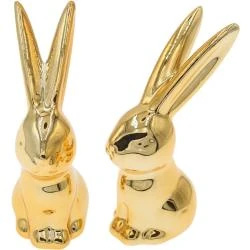 Figurines en céramique lapin doré, décoration intérieure artisanale