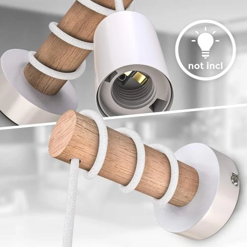 Zoom sur Applique murale B.K.Licht, design rétro industriel, bois, métal