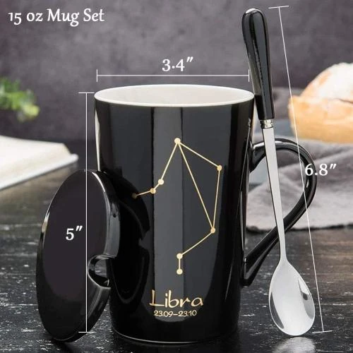 Zoom sur Tasse à café WOMEI Constellation Poissons, cadeau Noël
