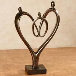 Sculpture de table I Love You, Résine Bronze, Décor Moderne