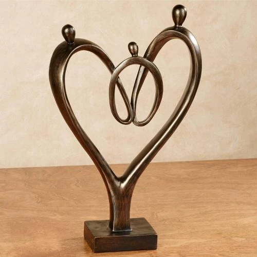 Sculpture de table I Love You, Résine Bronze, Décor Moderne - Vue principale
