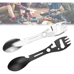 SNAGAROG Cuillère Fourchette Multifonction Acier Inox Camping